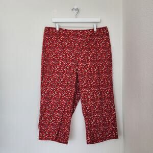 Vintage 90s Y2K Red Ditsy Floral High Rise Cropped Pants Pedal Pusher Clio XL
